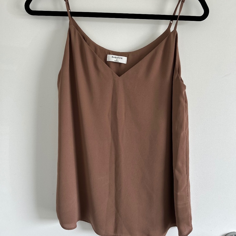 Aritzia Brown V-Neck Silk Camisole